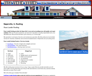 roofrepairsuburbs.com: Roof Services Naperville, IL (Illinois) - Russ Lundin Roofing
Russ Lundin Roofing provides the Naperville, IL area and surrounding areas with quality roof repair solutions. Call 630-421-2244.