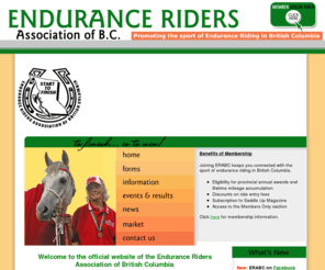 erabc.com: Endurance Riders Association of British Columbia : ERABC
Welcome to the official website of the Endurance Riders Association of British Columbia. This site is provided by ERABC to benefit our members, and to welcome everyone interested in the sport of endurance riding in BC.