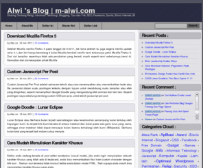 m-alwi.com: Alwi 's Blog | m-alwi.com
Sharing Tentang Religi, Informasi Teknologi, Blogging, Tips dan Trik, Wordpress, Jadwal Waktu Sholat, Security, Facebook, Games, Sports, Bisnis Internet, dan lain-lain