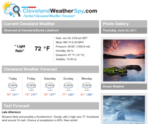 clevelandweatherspy.com: Cleveland Weather - Current forecast for Cleveland, OH
Real-time Cleveland weather; Find local Cleveland weather forecast for Cleveland, OH.