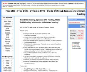 scmcomputers.com: FreeDNS - Free DNS - Dynamic DNS - Static DNS subdomain and domain hosting
Free DNS hosting, lets you fully manage your own domain.  Dynamic DNS and Static DNS services available.  You may also create hosts off other domains that we host upon the domain owners consent, we have several domains to choose from!