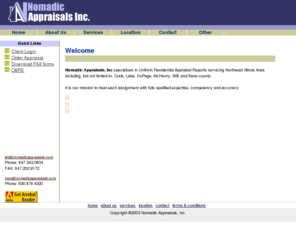 nomadicappraisals.com: Welcome to Nomadic Appraisals, Inc
Northeast Illinois Residential and Commercial Appraisals