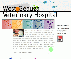 westgeaugavet.com: Welcome to West Geauga Veterinary Hospital's web site!
West Geauga Veterinary Hospital created by Jason Davidson