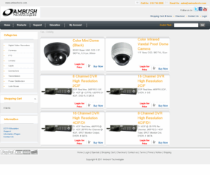 industrialcctv.com: CCTV Camera & DVR Manufacturer  - Ambush Technologies
Ambush Technologies Digital Video Recorders utilizes the latest industry standard video compression technology known as H.264/AVC. Display and recording of video and audio are in real-time and fully synchronized up to D1 4CIF resolution. 