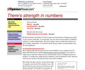 opinionpower.com: OpinionPower.com - First Page - Create free quick polls, surveys, and forms
Create free quick polls, surveys, and forms for your web site and mailing lists.