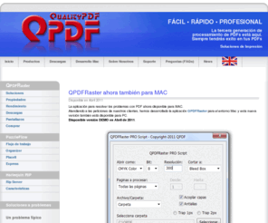 qpdf.es: QPDF - QualityPDF
QPDF es un conjunto de programas pensados para la preimpresion y fotografos, que hacen desaparecer sus problemas. <b> FIN A LOS PROBLEMAS CON PDF</b> 