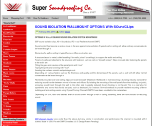 cheap-sound-clips.com: SOUND ISOLATION WALLMOUNT OPTIONS With SOundCLips
OPTIONS IN WALL/CEILINGS SOUND ISOLATION SYSTEM MOUNTINGS! SSP sound isolation clips, AS1 Soundclips, RC1 & 2 Resilient channel DWFC. Sound control has become a serious issue in the war against noise pollution A typical wall or ceiling will allow ordinary conversation to be heard through it. Elements of a wall or ceiling in typical home or office construction are: A structure (wood or metal, called studding if for walls, joists if for 