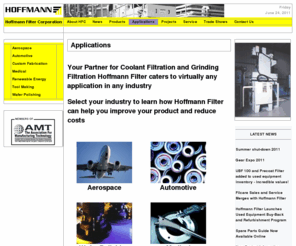 hoffmanfilter.com: Your Partner for Coolant Filtration and Grinding Filtration
Filtration Applications