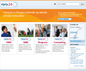 hjelp24.net: Hjelp24 er Norges ledende og største private helseaktør
Norges ledende og største private aktør innen bedrifts- og privathelse.  Helsefaglig personell tilgjengelig for våre kunder 24 timer i døgnet, året rundt
