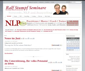 nlp72.com: Ralf Stumpf Seminare | Startseite
Anwendungen von NLP und Storytelling in Berlin (Prenzlauer Berg): Ausbildung zum NLP-Practitioner, NLP-Master, Storycode, Coaching, Seminare, Kommunikationstraining, Beratung, Teamentwicklung. Klare Ziele, motiviertes Handeln, effektive Kommunikation.