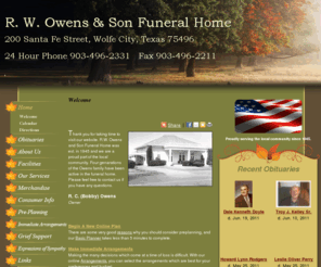 owensandsonfh.com: R. W. Owens & Son Funeral Home : Wolfe City, Texas (TX)
R. W. Owens & Son Funeral Home provides complete funeral services to the local community Wolfe City, Texas.