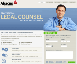 abacuslegalservices.com: ABACUS LEGAL SERVICES | Affordable Business Law Solutions
Are you starting a business?  Do you have legal questions regarding your existing business? ABACUS Legal Services specializes in business law for Colorado and Utah businesses.  We have the answers to all of your business law solutions.