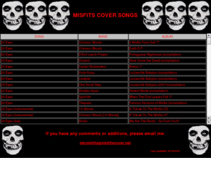 misfitscover.net: MISFITS - They Dare You
Here you find (almost) every band ever releasing a Misfits cover, coversong, coverversion, cover-version, cover-song on CD, tape or vinyl. Hopefully the information you find here will be useful. I also will appreciate any additons.