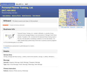 personalfitness-il.com: Personal Fitness Training, Ltd. | Wilmette, IL 60091 | DexKnows.com™
Personal Fitness Training, Ltd. in Wilmette, IL 60091. Find business information, reviews, maps, coupons, driving directions and more.