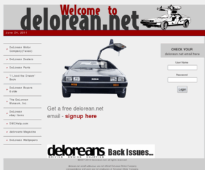 delorean.net: Home Page
Get a free delorean.net email - signup here