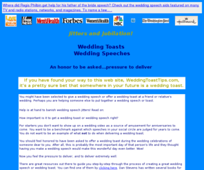 weddingtoasttips.com: Wedding Toast Tips, Make Fabulous Wedding Toasts and Wedding Speeches
Get personalized coaching help to make your wedding toast, or speech 