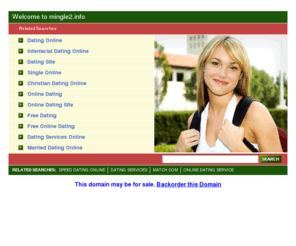 mingle2.info: Free Online Dating Site - Online Dating Service - Personals | Mingle2.com
100% Free Online Dating, Personal Ads, and Matchmaking Service for Singles at Mingle<sup> 2</sup> .com.  Stop wasting money at other dating sites.