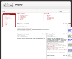 vwt4.info: T4mania - tutte le info che vuoi sui VW Transporter T4 - California Coach - Multivan - Caravelle - Serie Limitate - Tuning T4 mania
Il sito italiano dedicato ai VW T4 Transporter California Coach serie speciali camper