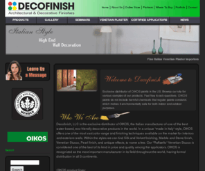 decofinish.com: Decofinish - Venetian Plaster
Decofinish Solvent-Free Paint Systems. Fine Italian Venetian Plaster Importers. Lime Paint, Faux Finish Products & Techniques, Italian and Old World Style Decoration