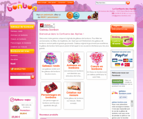 gateauxbonbons.com: Gateau-Bonbon.com : gateau bonbon, animaux, personnages, coeurs, bonbons en vrac
Commander en ligne vos gâteaux de bonbons, la livraison est gratuite jusqu'au 30 avril 2011, profitez en ! 
Gâteaux ronds, Animaux en bonbons, Coeurs et Personnages en bonbons, Découvrez notre gamme de gâteaux bonbons à consommer sans modération !