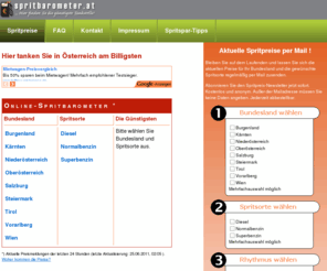 spritbarometer.at: spritbarometer.at : Hier finden Sie die günstigste Tankstelle!
spritbarometer.at - Hier finden Sie die günstigste Tankstelle! Verschaffen Sie sich einen schnellen Überblick über die günstigsten Tankstellen.