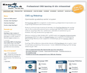 easypage.dk: EasyPage CMS og Professionel Webshop
Professionel Content Management System og Webshop fra PK Data Network ApS. Med EasyPage får du mulighed for at administrere og vedligeholde din hjemmeside og webshop via et webbaseret administrationssystem.