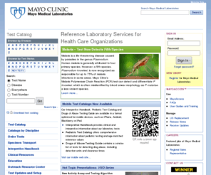 mayomedicallaboratories.com: Mayo Medical Laboratories: Reference Laboratory services for hospitals worldwide
Medical reference laboratory providing esoteric and genetic testing services, test selection guidance, result interpretation references, and continuing education for clients worldwide.