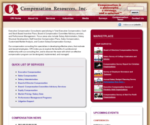 compensationresources.com: Executive Compensation Consultants
Executive Compensation Consultants specializing in executive compensation plans, bonus, stock, awards and incentives.  CRI also provides Sales Compensation, Salary Structure, Salary Range and Market Pricing, Performance Management, and customized Salary Surveys.