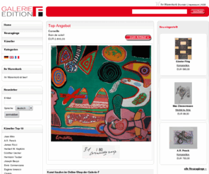 galerie-f.de: Kunst kaufen: Grafik, Skulpturen von Penck, Miro, Rizzi und vielen anderen - Galerie-F
Unser Kunst-Bietshop bietet ein ständig wachsendes Angebot an hochwertiger Kunst: Grafiken, Zeichnungen, Skulpturen von Künstlern wie Penck, Miró, Rizzi, Beuys und zahlreichen anderen.