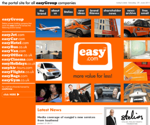 easy-rent.com: easy.com : the portal site of all easyGroup companies from Stelios, the founder of easyJet
easy.com is the portal for all easyGroup companies, founded by Stelios the serial entrepreneur. It offers a range of services including access to the individual websites of each easyGroup company, the latest news on each easyGroup company and a free web-based email service.