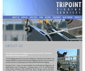 tripointrigging.com: Tripoint Rigging
Tri-Point provides Rigging, Staging and Scaffolding Services for Film, TV & Entertainment Industries. Sydney, Melbourne & Gold Coast