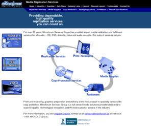 dvdmanufacturinginfo.com: DVD & CD Replication Services Canada: Media mini cd & dvd Replication Mastering Canada
Media Replication Services is a manufacturer and replicator of various optical media formats, including Audio CD, CD-ROM, Video DVD, DVD-ROM and Blu-ray. From graphics preparation to final packaging and distribution, Microforum is a leader in optical media manufacturing.