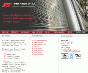 thraceplastics.gr: Thrace Plastics Co.S.A. - Home Page
Welcome to the Thrace Plastics Co SA website. We are one of the leading groups of companies in the plastic-synthetic textile product industry in Europe.