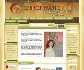 wellnesschiropractors.com: Chiropractic First - Chiropractor In Mt. Airy, MD USA :: Home
Welcome to Chiropractic First - Your Chiropractic Wellness Center in Mt. Airy, MD, USA! Welcome to Chiropractic First!Drs Andrew and Andrea Williamson welcome you to Chiropractic First, our family practice located in Mount Airy, Maryland.The intent of Chiropractic First is to enable families to improve the quality of their lives...