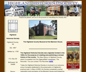 highlandcountyhistory.com: Perserving The History Of Highland County Virginia
The Highland County Virginia Historical Society, McDowell, VA.