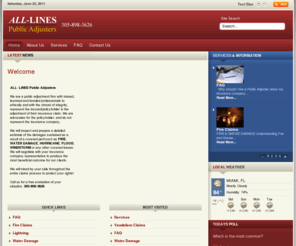 alllinespublicadjusters.com: Latest News
All Lines Public Adjusters - We work for you, not the insurance company. We understand that property insurance issues can be complicated. When disaster strikes, knowing how to navigate the insurance claim process can be difficult. Decisions made in the earliest stages of a claim can directly impact the outcome