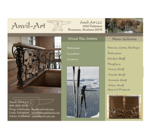 anvil-art.com: Anvil-Art, custom railings, fireplace screens and tools, metal art, cnc cutting
Anvil-Art's goal is to produce unique metal work in iron, steel, bronze, brass, copper, aluminum and/or other materials. We also offer CNC cutting, sandblasting, and repair services.