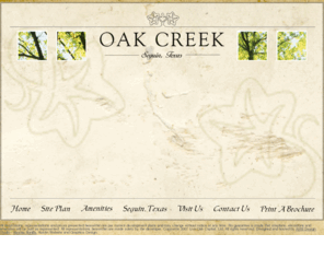 oakcreekseguin.com: Oak Creek - Seguin, Texas. New luxury homesites and oversized lots for sale in this Texas hill country waterfront community.
A new luxury community in Seguin, Texas.  Discover new luxury homes, large lots and complete amenities in this Texas Hill Country master-planned community.