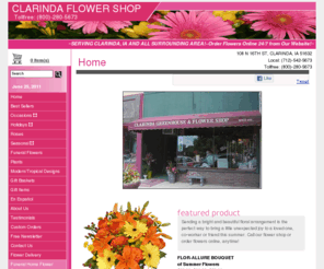 clarindaflowershop.com: CLARINDA Florist | CLARINDA IA Flower Shop | CLARINDA FLOWER SHOP
Buy flowers from your local florist in CLARINDA, IA - CLARINDA FLOWER SHOP will provide all your floral and gift needs in CLARINDA, IA