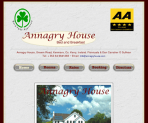 annagryhouse.com: Bed and Breakfast, Kenmare, Co Kerry.Ieland. Annagry House
Bed and Breakfast Kenmare Annagry House is a luxurious friendly bed and  breakfast home 7 minutes walk from the centre of Irelands tidiest town,  Kenmare.Ideal  ouring base.