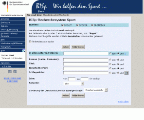 bisp-datenbanken.de: BISp-Recherchesystem Sport - Standardsuche/Startseite
