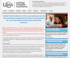 unifiedwealthsolutions.com: Unified Wealth Solutions - Web Sites On-Demand for Home Based Business Professionals
