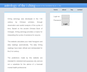 ichingcalendar.com: Astrology of the I Ching
Personalized, daily astrological predictions from the IChing.