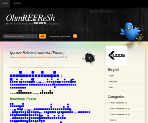 ohmrefresh.info: Ohmrefresh,My life,Web-Software Dev,จับฉาย,programmer
Ohmrefresh,My life,Web-Software Dev,จับฉาย,Programmer,C#,Java,Android,PHP,LDAP,LINQ,Unix, Programming, ruby and rail ,Software  Development, Extrema Programming