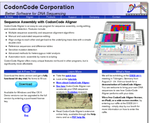 codoncode.com: Sequence Assembly and Alignment Software - CodonCode
DNA sequence assembly, sequence alignment, contig editing, and mutation detection software for Windows and Mac OS X. View & edit sequence assemblies.
