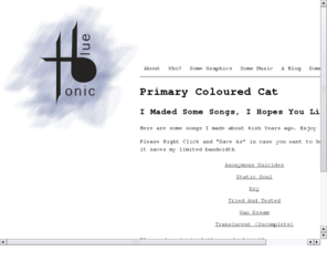 elephantisland.co.uk: Primary Coloured Cat
Music By Matthew Wilkes, Tonicblue, Primary Coloured Cat, Elephant Island