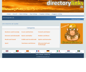 directorylinks.de: DirectoryLinks.de :: Verzeichnis der websites und blogs
Sites organisiert von themen wie unterhaltung, sport, musik, wirtschaft, spiele, internet, gesellschaft, tourismus, etc.