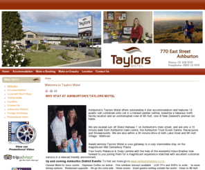 taylorsmotel.co.nz: Welcome To Ashburton's Taylors Motel where superior service is just the beginning
Ashburton Taylors Motel Accommodation ideal for the business travellers in mid Canterbury near Mt Hutt great family friendly holiday for your vacation stay and ski,ski TV