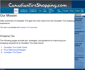 canadiantireshopping.com: Canadian Tire Shopping
This site assists Canadian Tire customers in gaining the most value from the Canadian Tire shopping experience