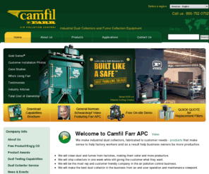 farrairpollutioncontrol.com: Industrial Dust Collectors and Fume Collectors - Camfil Farr APC
Camfil Farr Air Pollution Control manufactures industrial dust collectors and fume collection equipment to clean up manufacturing processes.  